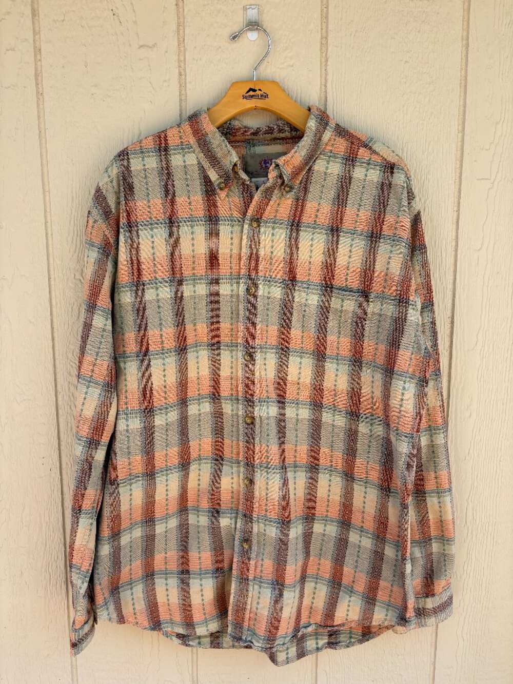The Territory Ahead Button Down Shirt Men's XL Multi Color Plaid Textured Boho‎